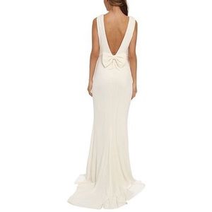 Badgley Mischka Matte Jersey Bow Scoop Back Gown